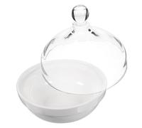 WEKADRIN Bol à Dessert Céramique avec Couvercle Ramequin Multifonctionnel pour Glace et Pudding Résistant et Antidérapant Maison et Restaurant Blanc Pur