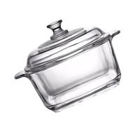 WEKADRIN Bol de Stockage Alimentaire Verre avec Couvercle Résistant Au Micro Ondes et Four Bol Carré à Double Anse pour Soupe et Nouilles Usage Domestique et Restauration