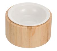 WEKADRIN Bol Surélevé Céramique pour Chat avec Support Bois Bol Alimentaire Pratique pour Animaux Réduit la Tension Cervicale et Facilite la Digestion