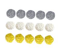 WEKADRIN Boules Décoratives en Rotin Tressé 15 Pcs 5 Cm, Lot Multicolore Jaune Blanc Gris, Décoration Mariage Cérémonie, Fournitures Bricolage Créatif et Décor Intérieur