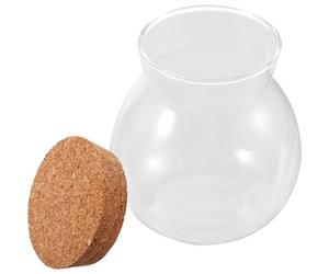 WEKADRIN Bouteille Décorative en Verre Transparente 12,3x13 Cm Moyenne sans Lumière, Bocal en Verre Hermétique pour Artisanat et Décoration Maison, Mini Bouteille à Souhaits pour Ambiance