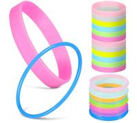 WEKADRIN Bracelets Phosphorescents en Silicone 48 Pièces Mix Couleur Larges et Ronds Élastiques Lumineux Polyvalents pour Course Nocturne Fête et Sécurité Extérieure