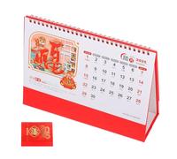 WEKADRIN Calendrier de Bureau Annuel Année Du Serpent Style Chinois avec Reliure Double Fil Calendrier Mensuel Flip Autoportant Décor de Bureau Culturel pour Tablette et Étude