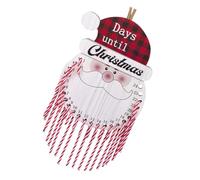 WEKADRIN Calendrier de Noël Bois à Suspendre Père Noël avec Canne Décoration Murale Intérieure de Compte à Rebours pour Fête Élément Festif et Simple