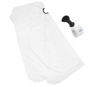 WEKADRIN Cape de Coiffure Professionnelle Imperméable Blanche 1 Pièce avec Plumeau Noir et Protection Tour de Cou en Papier pour Salon de Coiffure et Barbier - Accessoires de Coiffage et