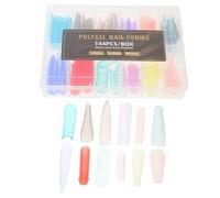 WEKADRIN Capsules D'ongles Transparents à Bouts Colorés 144 Pièces Taille Moyenne Extensions D'ongles sans Papier pour Manucure Acrylique Maison et Salon Kit de Nail Art Macarons