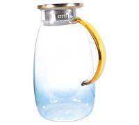 WEKADRIN Carafe Verre avec Couvercle Inox Anti-goutte Pichet à Eau Froide Bleu Dégradé Ergonomique pour Boissons Chaudes et Froides Usage Quotidien Famille et Fête