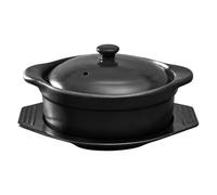 WEKADRIN Casserole en Céramique Noire 1,26l Multifonctionnelle Résistante la Chaleur avec Couvercle pour Mijotés et Soupes Maison