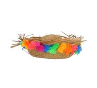 WEKADRIN Chapeau Hawaïen pour Chien Paille Tressée Mini Chapeau de Fête Décoratif avec Guirlande de Fleurs Accessoire Cosplay Léger et Réutilisable pour Animaux