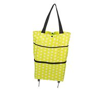 WEKADRIN Chariot de Courses Pliable à roulettes Portatif Vert à Pois, Grand Volume, Tissu Résistant, Multifonction pour Shopping, Pique-niques et Voyage, Rangement Compact et Pratique