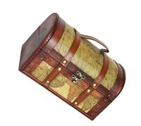 WEKADRIN Coffre de Rangement Vintage avec Boucles Anciennes Boîte à Trésor Décorative pour Bijoux et Souvenirs Coffre de Rangement Compact Motifs Cartes Aléatoires pour