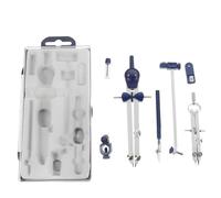 WEKADRIN Compas de Dessin en Alliage de Zinc Bleu 7 Pièces Ensemble Multifonction D’Outils de Dessin Professionnels Kit de Compas Précis pour Bureau et Usage Scolaire