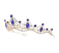 WEKADRIN Couronne Mariage Cristal Tiare Or Bleu Diadème Accessoire Coiffure pour Banquet et Cérémonie Femmes
