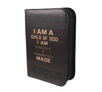 WEKADRIN Couverture de Bible Design Embossée en Pu Noir avec Poignée Portable et Fermeture Éclair Intégrale, Grosse Capacité avec Intérieures pour Étude Biblique à L'église