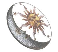 WEKADRIN Décoration Murale Métal Soleil Lune Pour Intérieur Extérieur, Ornement Mural Plat Noir Jaune, Art Mural Solaire En Métal Solide, Décor Jardin Terrasse Salon