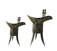 WEKADRIN Ensemble de 2 Coupes Vintage en Bronze à 3 Jambes Motifs Chinois Gravés, Alliage de Zinc, Décoration Élégante pour Amateurs de Culture Traditionnelle