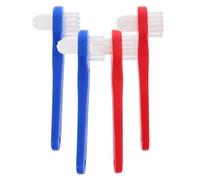 WEKADRIN Ensemble de 4 Brosses pour Prothèses Dentaires Portables Mini Brosse à Dents Double Face Poils Souples Couleurs Bleu et Rouge Nettoyage Prothèse Dentaire Voyage et Domicile