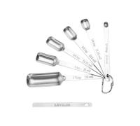 WEKADRIN Ensemble de 7 Cuillères à Mesurer en Acier Inoxydable Argenté Grattoir, Facile à Ranger, pour Mesurer la Farine Pâtisserie