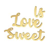 WEKADRIN Ensemble de Lettres en Bois Love is Sweet Doré Décoration de Table Mariage Rustique Panneau d'amour pour Fête Nuptiale Anniversaire Mariage et Réception Décorations de Desserts