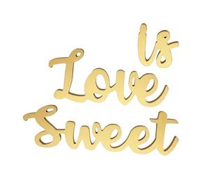 WEKADRIN Ensemble de Lettres en Bois Love is Sweet Doré Décoration de Table Mariage Rustique Panneau d'amour pour Fête Nuptiale Anniversaire Mariage et Réception Décorations de Desserts