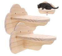 WEKADRIN Étagères Murales pour Chats Grimpantes en Bois Naturel 2 Pièces Plateforme Murale Nuage Escalier D’Escalade Intérieur Mobilier Mural pour Chat D’intérieur Meuble Grimpant