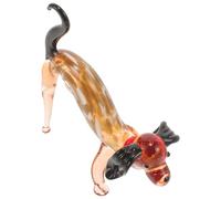 WEKADRIN Figurine de Chien en Verre Ambré Ornement Décoratif Réaliste de Petit Chien à Longues Pattes Modèle Artistique en Verre Soufflé Statue Décorative pour Maison Bureau ou Jardin