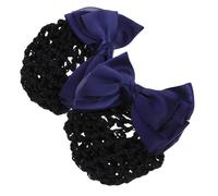 WEKADRIN Filets à Cheveux Couvre-chignon pour Femmes 2 Pièces Taille Unique Tissu Bleu Nœud Décoratif Usage Professionnel pour Infirmières Hôtesses Employées Banque