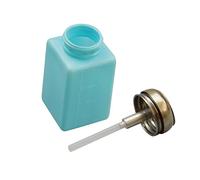 WEKADRIN Flacon Pompe Antistatique 200 Ml En Plastique Transparent Couvercle Métallique Bleu, Réservoir Doseur Pour Vernis à Ongles Et Démaquillant, Accessoires Nail Art, Usage Professionnel Manucure