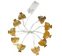 WEKADRIN Guirlande Lumineuse Hanoukka LED Lampes Décoration Suspendue Intérieure Batterie Chandelier Neuf Branches Doré Lumière Festive Flexible pour Chambre et Fête