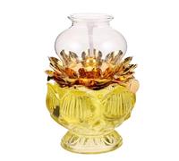 WEKADRIN Lanterne à Huile Lotus en Verre Résistant au Vent Lampe à Huile Rétro Bouddha Mèche Réglable Éclairage de Secours Intérieur et Extérieur Décoration Spirituelle et Cérémonie