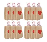 WEKADRIN Lot de 12 Paquet Présents en Papier Kraft Mini Format de Cœur avec Poignées Paquet à Friandises pour Bonbons D’Anniversaire Polyvalents pour Saint-Valentin et Mariage Motif Cœur