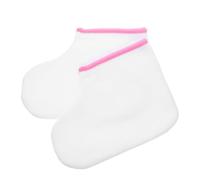 WEKADRIN Lot de 2 Chaussettes de Soin pour Pieds en Coton Épais Blanc à Bord Rose Recharge pour Bain de Paraffine Thermique pour Pédicure et Spa à Domicile ou Institut de Beauté
