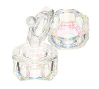 WEKADRIN Lot De 2 Coupelles à Ongles En Verre Cristal 8 Faces Ab Colorées Avec Couvercles, Petit Format, Pour Manucure Acrylique Et Mélange De Liquides Et Poudres