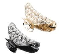 WEKADRIN Lot de 2 Pinces à Cheveux Grandes Griffes Perles Décoratives Épingles à Cheveux en Strass Jaune et Noir Accessoires Coiffure pour Femmes et Filles Épais et Fins