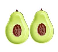 WEKADRIN Lot de 2 Plateaux à Fruits en Céramique 16,5 Cm Forme Avocat, Plateau à Bonbons et Noix Multifonction pour Maison, Banquets et Fêtes, Design Créatif et Pratique