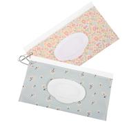 WEKADRIN Lot de 2 Porte-lingettes pour Bébé Étanches en Eva Fermeture Éclair Auto-adhésive, Pochette Rechargeable Compacte pour Voyages et Sorties en Plein Air, Motif Fleur et Sakura