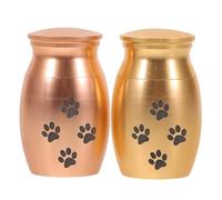 WEKADRIN Lot de 2 Urnes Funéraires pour Animaux de Compagnie Urne pour Cendres de Chat et Chien Petit Coffret Funéraire 25 CM Motif Patte Coloris Or et Rose Doré Souvenir Solide pour