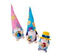 WEKADRIN Lot de 3 Gnomes d'Été Décoratifs Thème Plage Surf Ballon de Plage et Glace Ornements Nautiques Colorés pour Décoration Intérieure Fête et Ambiance Côtière