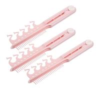 WEKADRIN Lot de 3 Peignes Lisseurs Pliables de V Plastique Antistatique Résistant à la Chaleur Petit Peigne de Voyage pour Fer à Lisser Coiffage pour Femmes Couleur Rose