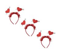 WEKADRIN Lot de 3 Serrage-Têtes Rouges de Cœur Bandeaux Légers et Flexibles pour Fête Saint-Valentin Décoration Romantique de Cheveux Accessoire Unique pour Carnaval et Bal