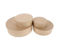 WEKADRIN Lot de 4 Boîtes Rondes en Papier Kraft 16.5x5 à 8.5x3 Cm avec Couvercles, Coffrets Présents Polyvalents pour Saint-valentin, Emballage Fleurs, Dragées et Bijoux, Boîtes