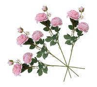 WEKADRIN Lot de 4 Branches de Roses Artificielles 3 Têtes, Fleurs en Soie Artificielle Rose, Décoration Intérieure, Bouquet Mariée Artificiel, Ornement Solide sans Entretien