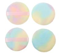 WEKADRIN Lot de 4 Houppettes à Poudre Extra Larges 10,5 Cm Visage, Applicateur Réutilisable en Velours Doux Coloré, pour Poudre Sèche et Fond de Teint, Lavable et Ergonomique, Usage