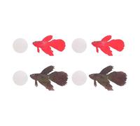 WEKADRIN Lot de 4 Poissons Betta Artificiels pour Aquarium en Silicone Décoration Fluorescente Nocturne Poissons Rouges Réalistes Rouges et Bruns Accessoires Flottants pour Aquarium