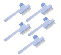 WEKADRIN Lot de 5 Peignes Autonettoyants pour Toilettage Animaux Brosses Démêlantes en Acier Inoxydable 20 CM Bleu Adaptés Chiens et Chats pour Massage Doux et Élimination Poils Morts