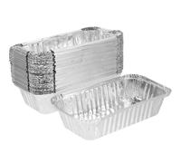 WEKADRIN Lot de 50 Barquettes en Aluminium sans Couvercle Résistantes la Chaleur, Boîtes Alimentaires Pratiques pour Barbecue, Cuisson et Conservation, Empilables, 16,5 X 11 Cm,