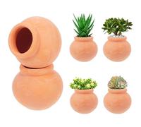 WEKADRIN Lot de 6 Pots pour Plantes Succulentes en Terre Cuite Rouge, Mini Jardinières 3,9 X 3,9 X 3,5 Cm Drainage, Petits Pots pour Cactus et Décoration Balcon, Bureau et Jardin