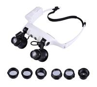 WEKADRIN Loupe Frontale Grossissante Lumière LED 4 Niveaux de Grossissement Lentilles en Acrylique Bandeau Réglable en Silicone Confortable pour Réparation Horlogerie Bijoux et