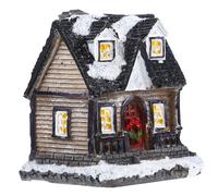 WEKADRIN Maison Lumineuse De Noël Résine Villa Décorative pour Fête De Noël Décoration De Bureau avec LED Lumière Jaune Alimentée par Pile Bouton