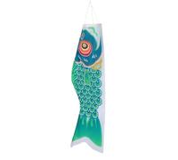 WEKADRIN Manche à Air Carpe Japonaise 100 Cm en Tissu Vert Bannière de Poisson Suspendue pour Décoration Extérieure de Jardin, Drapeau Japonerie Résistant aux Intempéries, Streamer de